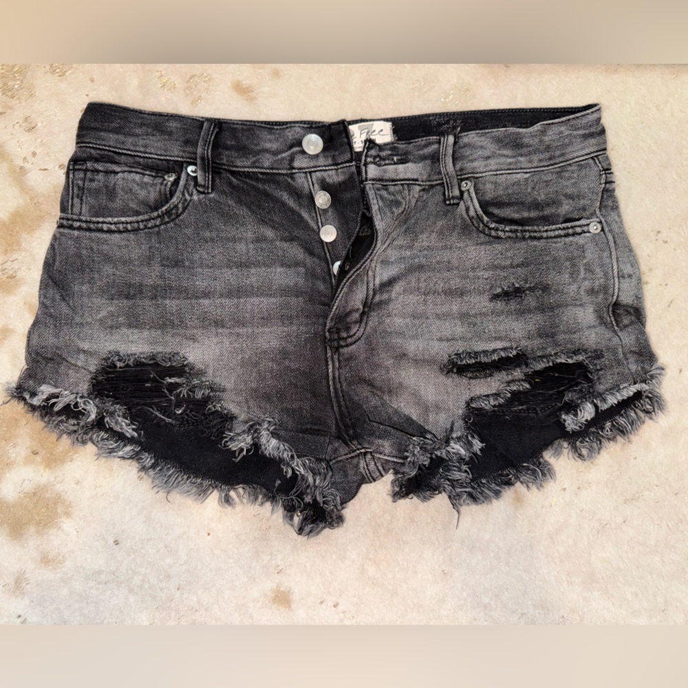 Free People Loving Good Vibrations Fray Hem Denim
Shorts